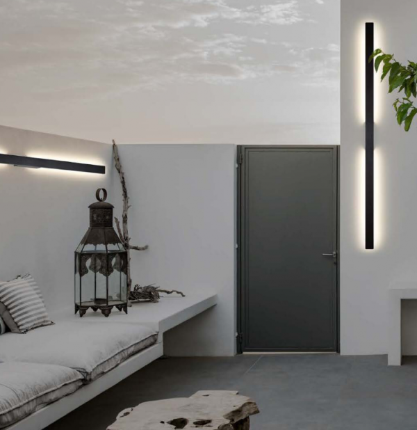 Zewnętrzny beżowy kinkiet elewacyjny LED nowoczesny minimalistyczny podłużna listwa podświetlajaca ścianę IP54 Azzardo LENNART 150 AZ7150 24W 4000K