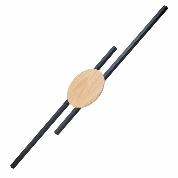 Nowoczesna lampa ścienna kinkiet LED podwójna listwa czarna z drewnianymi elementem minimalistyczna rustykalna JAVA BLACK WOOD 1369 TK-Lighting