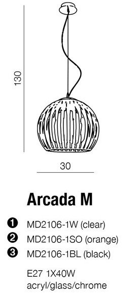 LAMPA SUFITOWA WISZĄCA AZZARDO ARCADA M AZ0363