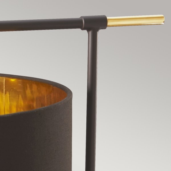 Abażurowa Retro Lampa stołowa nocna Balance BALANCE-TL-BRPB Brązowa / Polerowany mosiądz