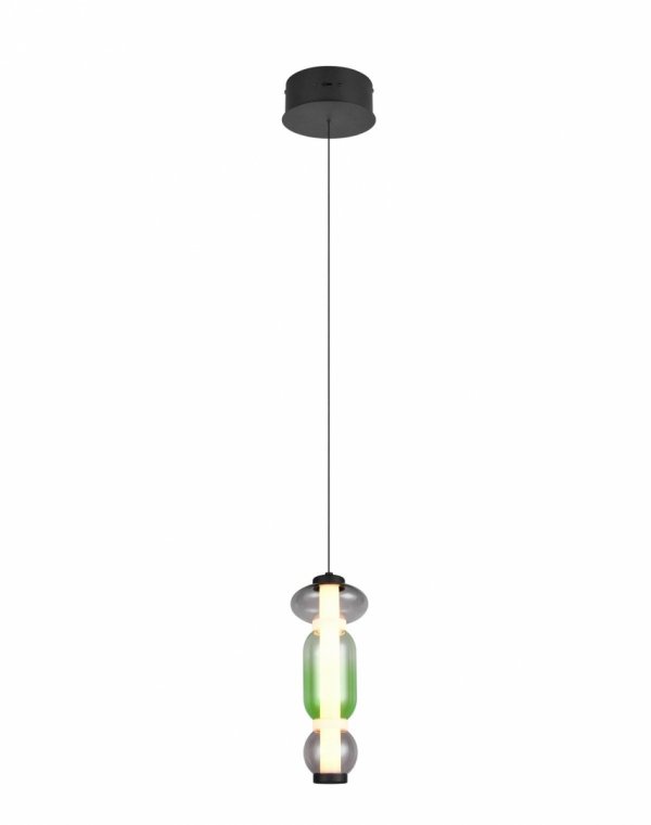 Lampa wisząca LED pojedyncza szklany klosz ściemnialna MINERVA 334310117 Trio zielona/czarna jadalniana nad stół