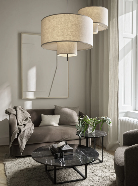 Lampa wisząca abażurowa okrągła beżowa minimalistyczna klasyczna uniwersalna dekoracyjna Margin 50cm 21310 New Works