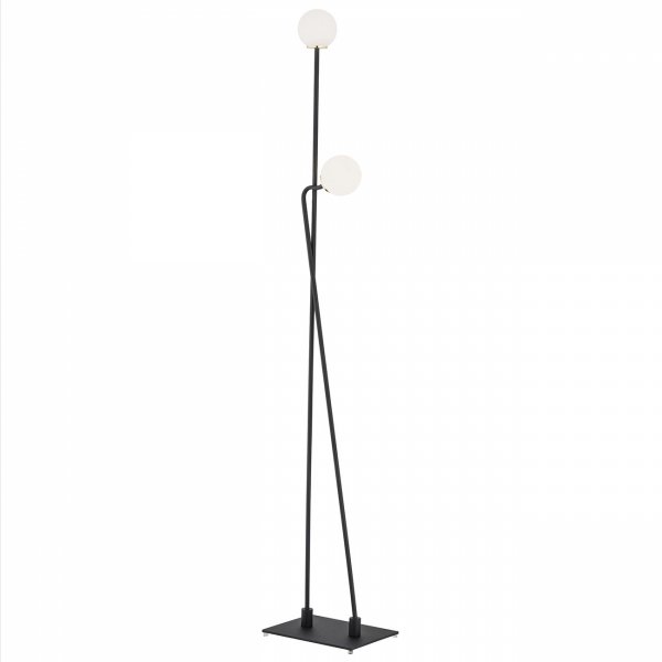 Nietuzinkowa lampa podłogowa stojąca taniec designerska białe kule szklane minimalistyczna czarna stal FARON 893 Argon