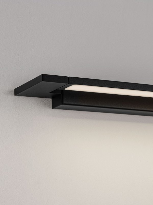 Lampa ścienna kinkiet LED nad lustro podłużny czarny minimalistyczny IP44 ALFAJAR LE45778 Luces Exclusivas