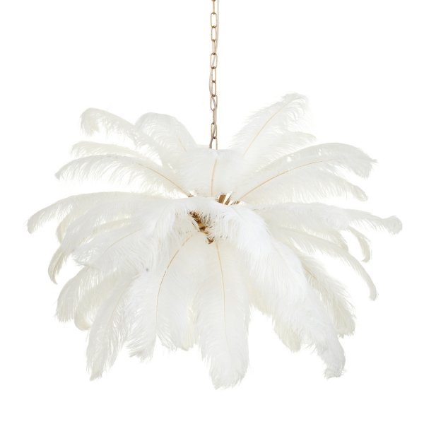 Dekoracyjna nowoczesna biała lampa wisząca pióra 6 źródeł światła designerska boho kula EMU ST-DN127 white Step Into Design