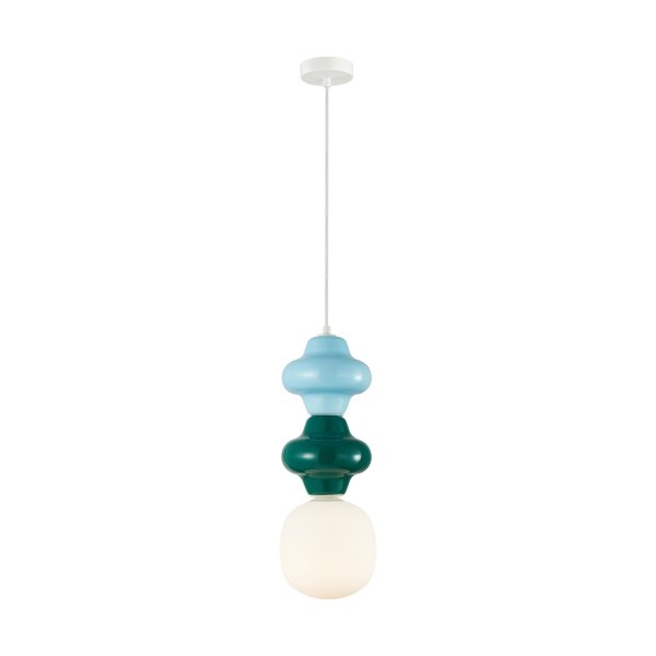 Ceramiczna designerska niebieska zielona lampa wisząca LATERA Italux PND-94331A-1S-MLTI