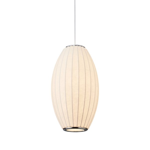Dekoracyjna nowoczesna biała lampa wisząca designerska skandynawska tkaninowy abażur podłużny 60cm SILK BARREL ST-2335-30 Step Into Design
