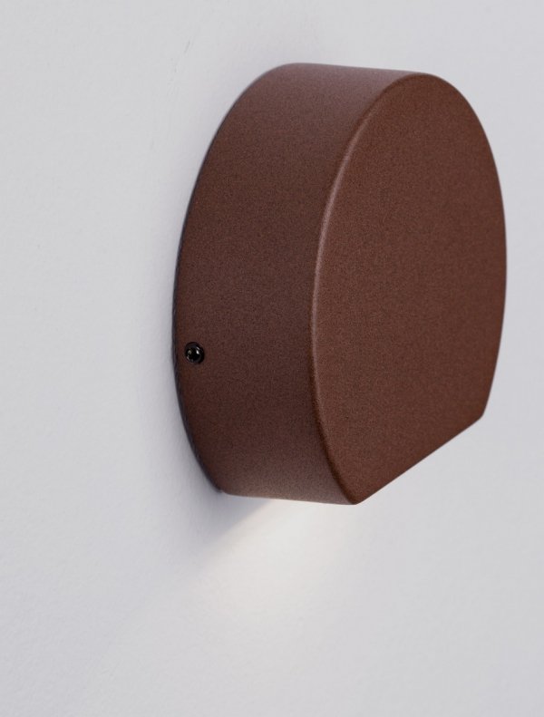 Kinkiet zewnętrzny LED kolor rdzawy okrągły minimalistyczny nowoczesny IP54 SARDIRA LE75311 Luces Exclusivas