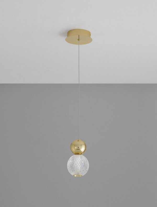 Złota Lampa Wisząca Kule Glamour LUCES EXCLUSIVAS PONCE LE42698 Kryształowa Art Deco