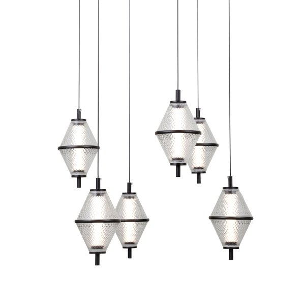 Lampa wisząca Fuente Italux PND-34395-6-BK ozdobna siatkowany klosz czarny