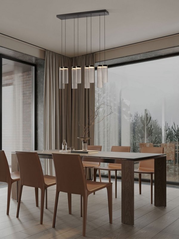 Lampa wisząca wielopunktowa LED szklane tuby szara z wgłębieniami dekoracyjna klasyczna minimalistyczna Luces Exclusivas