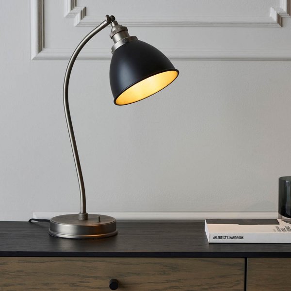 Lampa stołowa biurkowa regulowany klosz czarna retro w stylu przemysłowym klasyczna uniwersalna FRANKLIN 98752 ENDON