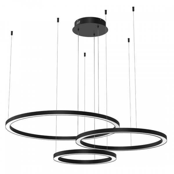 Nowoczesna Lampa Wisząca Do Salonu CZARNE RINGI LED GALAXIA ML8789 MILAGRO
