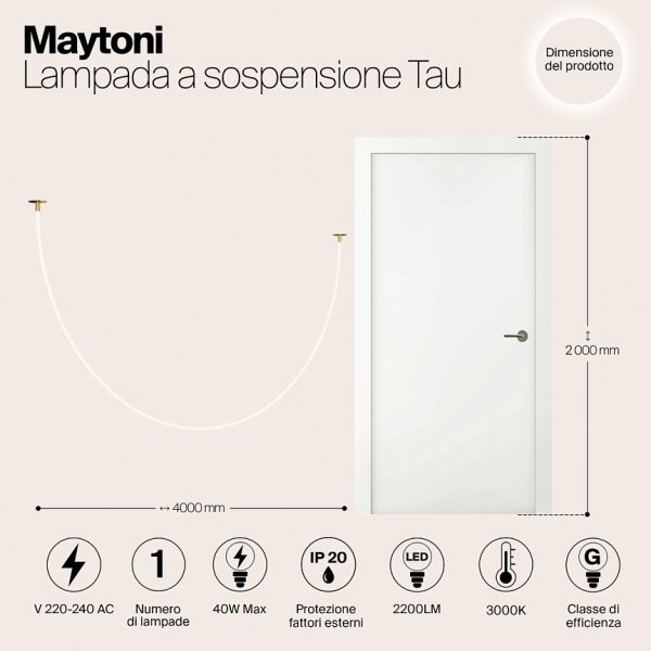 Nowoczesna Lampa Wisząca TAU MAYTONI Linia Świetlna LED 40W 3000K Złota