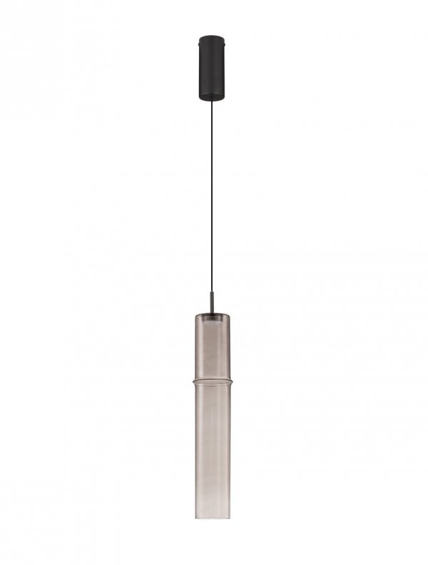 Minimalistyczna lampa wisząca LED szklana tuba kolor mokka uniwersalna klasyczna SARTANO LE45162 Luces Exclusivas
