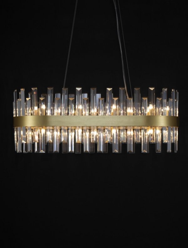 Kryształowa Lampa Wisząca Żyrandol Glamour w Kolorze Złotym LUCES ESCLUSIVAS CHOLULA LE42909