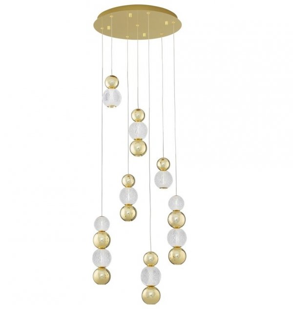 Molekularna ZŁOTA Lampa Wisząca Glamour LUCES EXCLUSIVAS BRILLE 9511060 Kryształowy Żyrandol Do Salonu Art Deco
