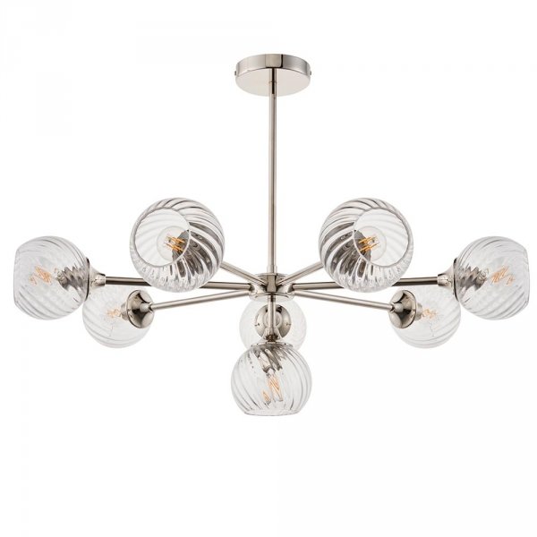 Dekoracyjna Lampa Wisząca Vintage Szklane Klosze Kule Nikiel ALLEGRA 104051 ENDON