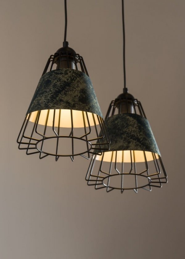 Lampa wisząca Druciana abażur Grafitowo-złoty Sigma Deni 2 40540