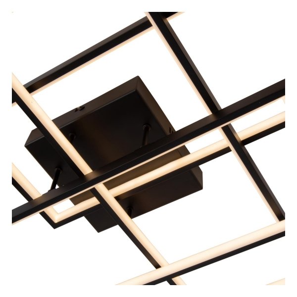 Nowoczesny plafon lampa sufitowa LED czarna uniwersalna minimalistyczna geometryczna prostokąty ściemnialna LOKERO 78101/60/30 Lucide