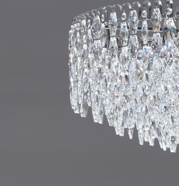 Dekoracyjna lampa wisząca kryształowa w kolorze chrom okrągły żyrandol do salonu w stylu glamour BURANO 60 AZ6908 Azzardo