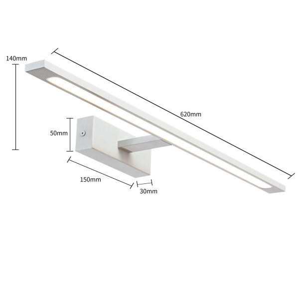 BIAŁY KINKIET ŁAZIENKOWY NAD LUSTRO IP44 LED ISLA GS-LWB-20W WH CCT LIGHT PRESTIGE