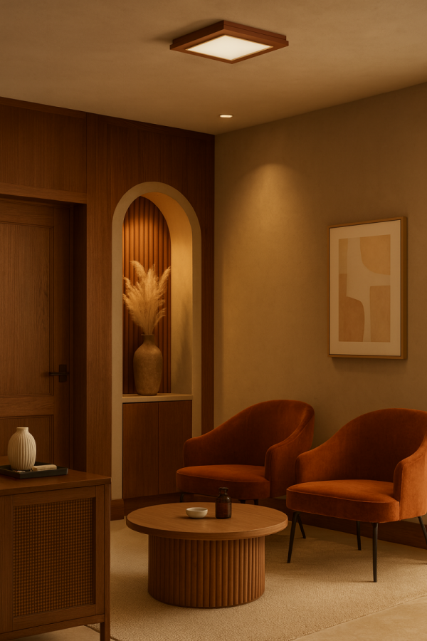 Lampa sufitowa plafon kwadratowy 32cm drewniany klasyczny nowoczesny minimalistyczny kolor terakota TABOR 7268 Argon