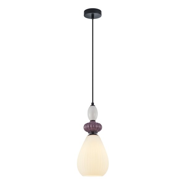 Lampa wisząca ceramiczna owalny żłobiony klosz dekoracyjna do nowoczesnych wnętrz Domali PND-36816-1C-BK-WH Italux