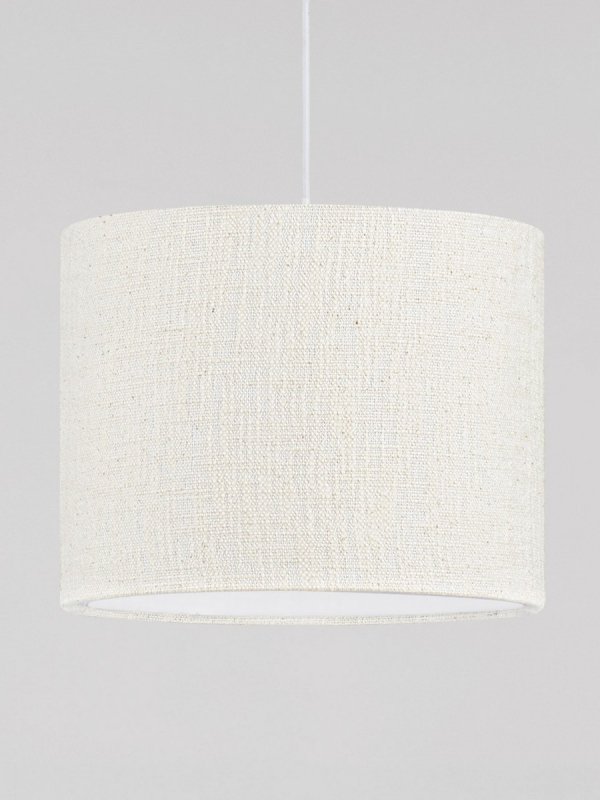 Lampa wisząca biała lniany abażur okrągły 30cm uniwersalna minimalistyczna dekoracyjna Luces Exclusivas