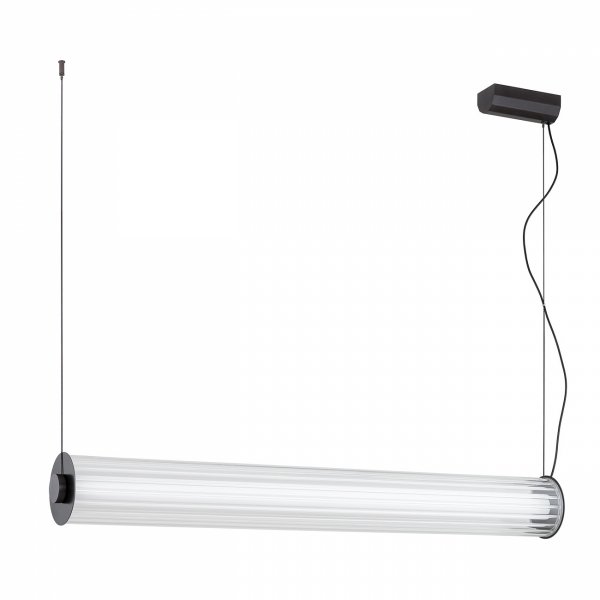 Duża lampa wisząca z ryflowanego transparentnego szkła tuba 120 cm tytan szczotkowany LED HAMPTON 8625 Argon