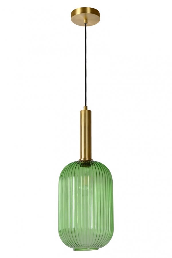 Nowoczesna designerska lampa wisząca szklany zielony ryflowany klosz MALOTO 45386/20/33 Lucide