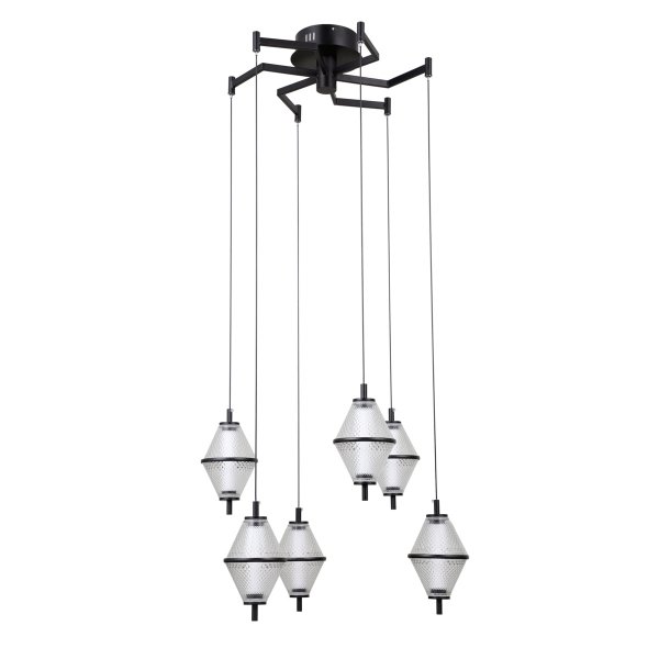 Lampa wisząca Fuente Italux PND-34395-6-BK ozdobna siatkowany klosz czarny