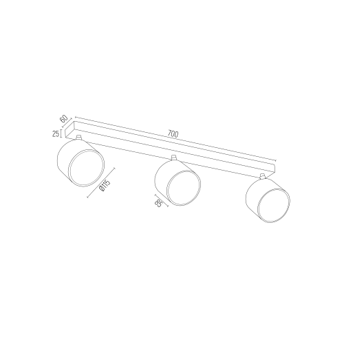 Potrójny Reflektor Sufitowy Plafon Czarny ARGON CLEVLAND 6101