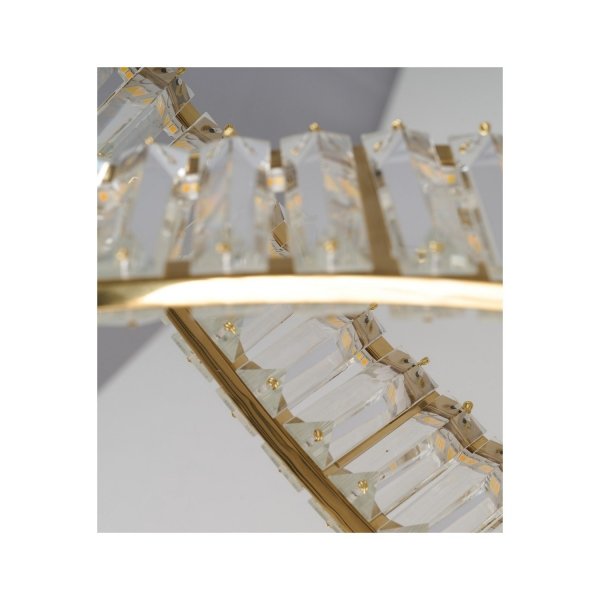 Elegancka lampa wisząca kryształowa LED żyrandol glamour w kolorze złotym podłużna SPARK WAVES 120 cm AZ6563 CCT DIMM + REMOTE CONTROL AZZARDO do salonu jadalni nad stół 