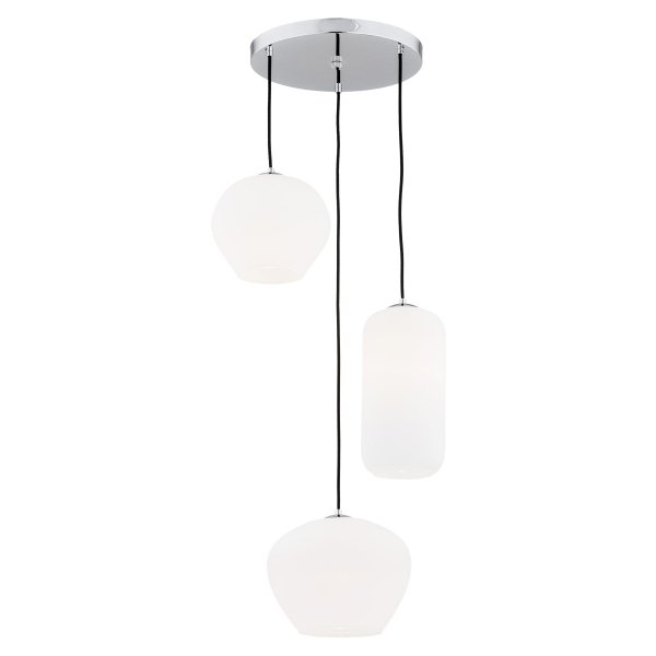 Atrakcyjna szklana lampa wisząca biała mleczne szkło 3-płomienna klosze różne formy regulacja wysokości KALIMERA 1430 Argon