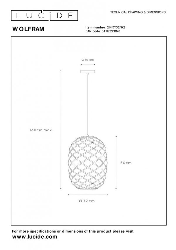 Lampa Wisząca Industrialna Złota WOLFRAM 21417/32/02 LUCIDE