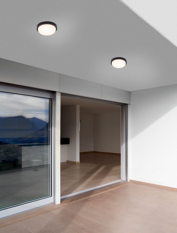 Plafon zewnętrzny LED okrągły czarny minimalistyczny klasyczny IP65 CELVORA LE75260 Luces Exclusivas