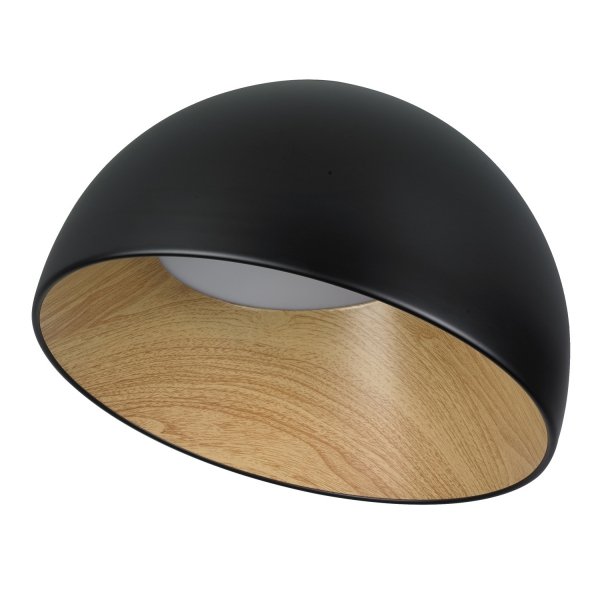 Półokrągły plafon LED czarny drewniany nowoczesny industrialny loftowy dekoracyjny uniwersalny minimalistyczny PADELLA ST-9493C/B black Step Into Design 