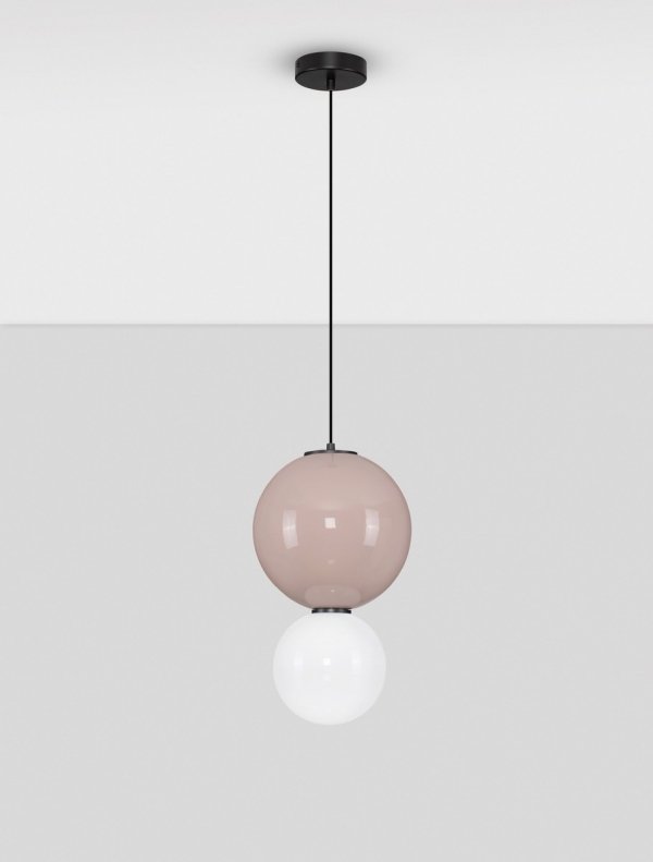 Minimalistyczna lampa wisząca LED szklany klosz kule mokka i biała uniwersalna nowoczesna JORELIA LE45248 Luces Exclusivas