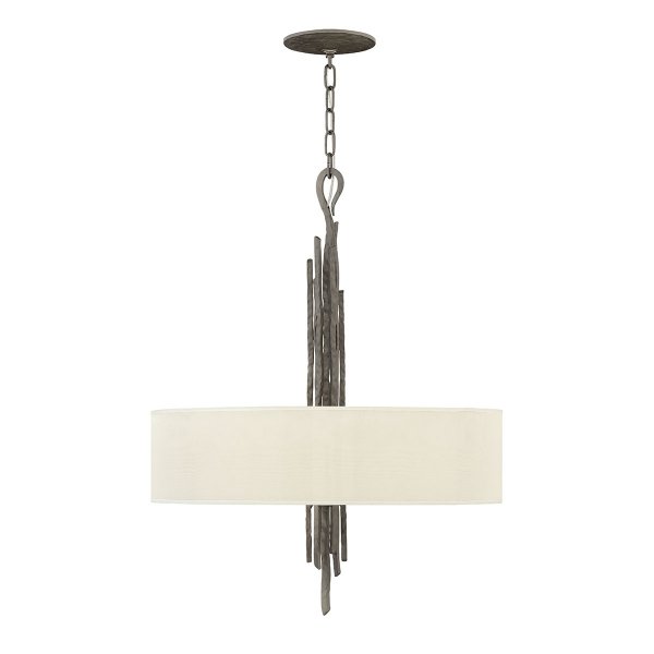 Lampa wisząca Spyre 6 źródeł światła matowy brąz elegancka nowoczesna okrągły lniany abażur HK-SPYRE6P-MMB HINKLEY