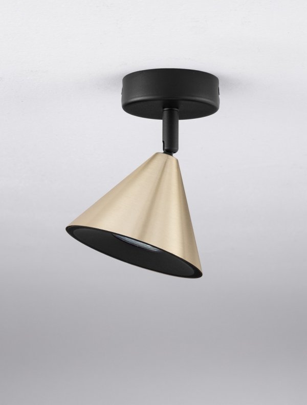 Plafon lampa sufitowa nowoczesny uniwersalny złoty trójkątny na wysięgniku aluminiowy regulowany możliwość ściemniania SALVADO LE45595 Luces Exclusivas