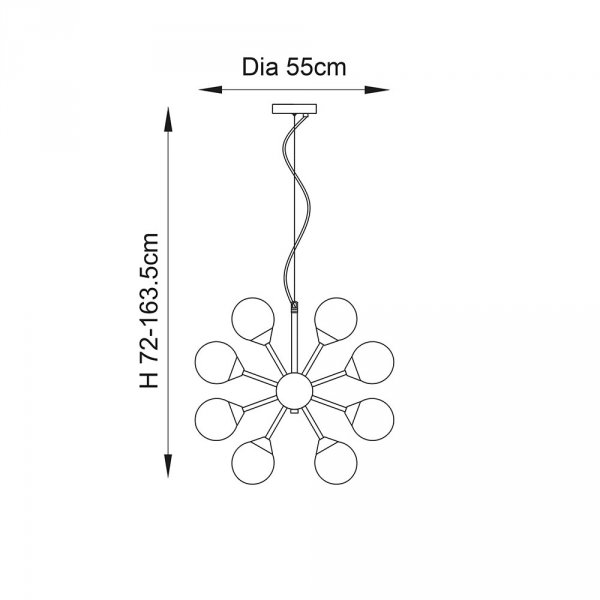Szklana lampa wisząca okrągła mosiężna molekularna artdeco designerska nowoczesna salonowa Oscar 76499 ENDON