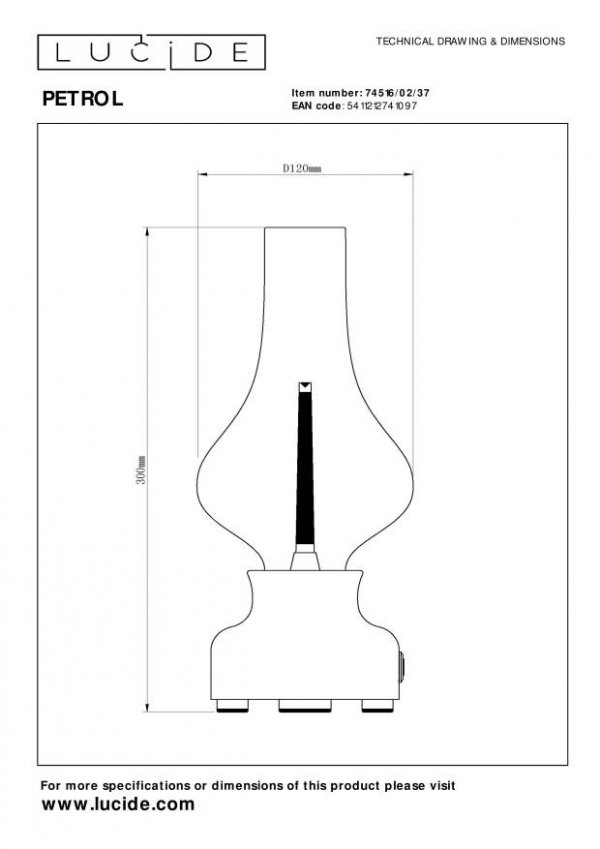 Lampka Stołowa Industrialna JASON 74516/02/37 LUCIDE