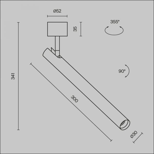  Lampa sufitowa plafon spot minimalistyczna klasyczna LED regulowa tuba aluminium czarna Focus T MAYTONI C141CL-L300-6W3K-B