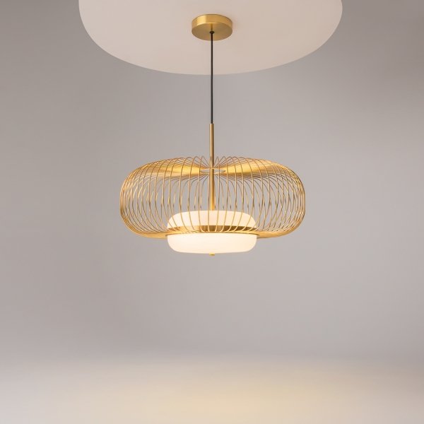 Nowoczesna designerska lampa wisząca LED owalna metalowa mosiądz Levitation MAYTONI MOD376PL-L30G3K