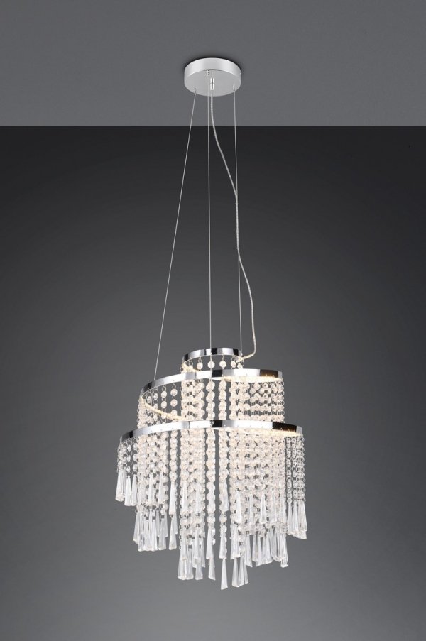 Kryształowy Dekoracyjny Żyrandol LED W Kolorze Chrom POMP R37341106 RL