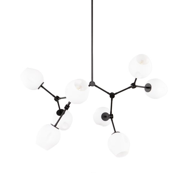 Czarna nowoczesna lampa wisząca szklane białe klosze Ferral Italux PND-75075-8-BK-WG do salonu jadalniana