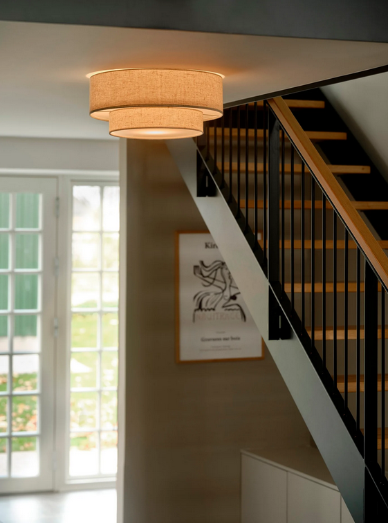 Beżowy abażurowy plafon sufitowy Malodin 2512436009 Nordlux