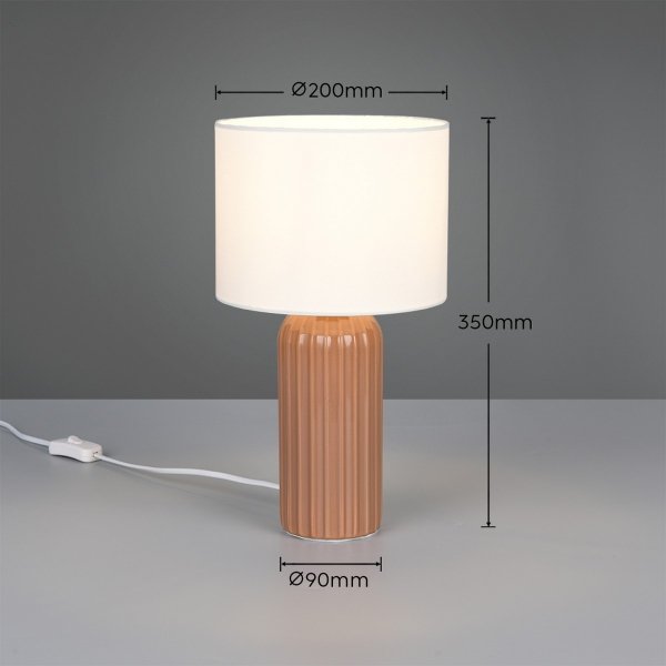 Lampka nocna stołowa ceramiczna podstawa tkaninowy abażur brązowa minimalistyczna klasyczna BLAIR R51811972 Rl