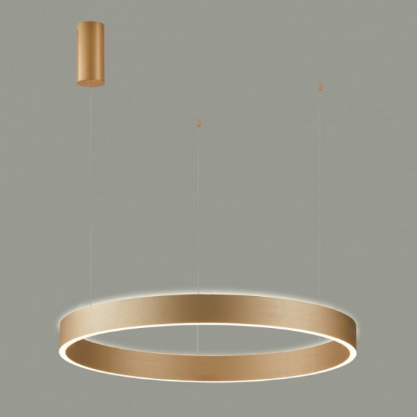 Złota Nowoczesna Okrągła Lampa Wisząca Dwustronna LED BRASCO UP DOWN PND-56215D-100RPP-GD-3KS4K-TRDIMM ITALUX